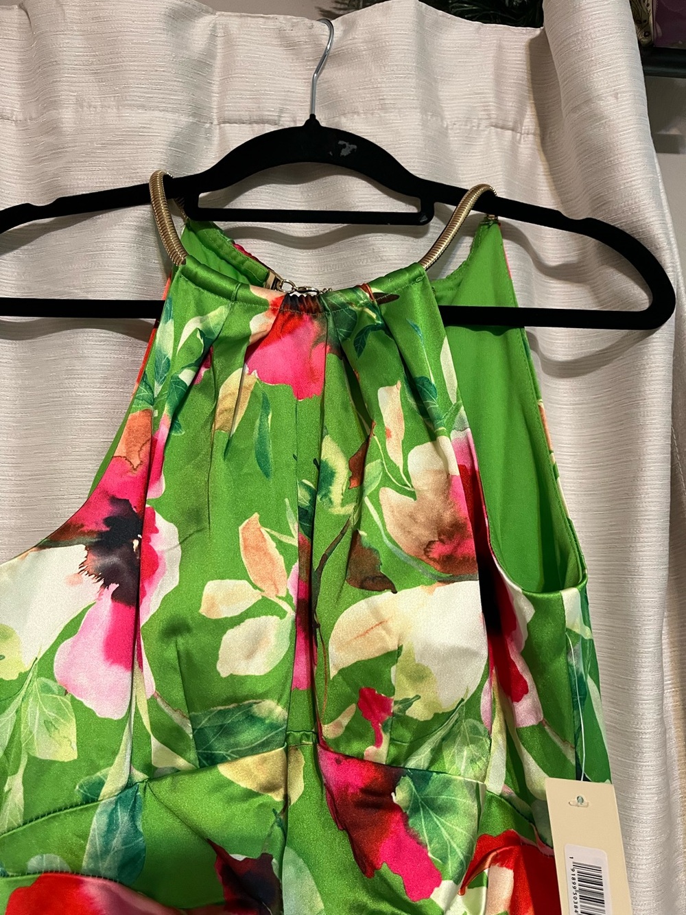NWT Eliza J Floral Chain Halter Ruched Mini Dress Size 8 - Picture 6 of 9